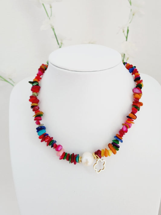 Multicolor mother-of-pearl necklace